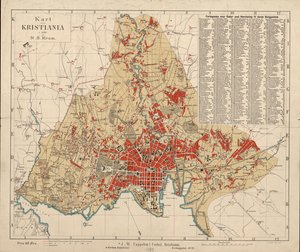 Mappa di Kristiania da Nicolay Solner Krum